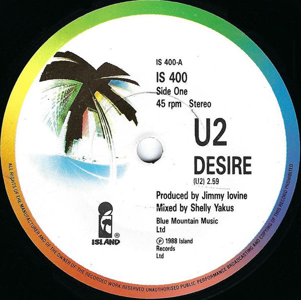 U2 - Desire - Vinyl 7", 45 RPM, Single, Stereo, Gatefold Sleeve, UK 1988 (USED VG+)