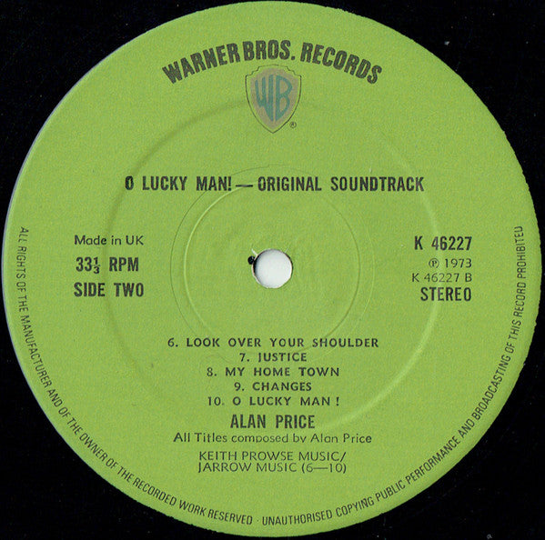 Alan Price - O Lucky Man! (Original Soundtrack) - Vinyl LP, Album, Gatefold, Green Label, UK 1973 (USED VG+)