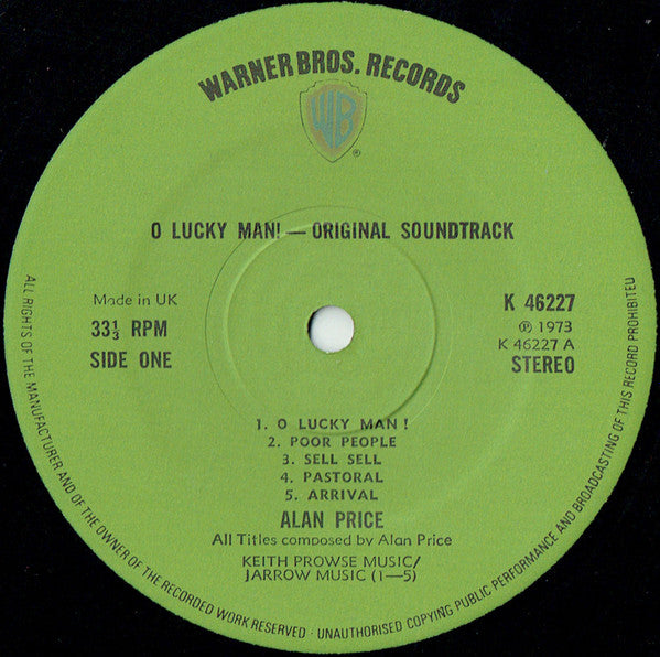 Alan Price - O Lucky Man! (Original Soundtrack) - Vinyl LP, Album, Gatefold, Green Label, UK 1973 (USED VG+)