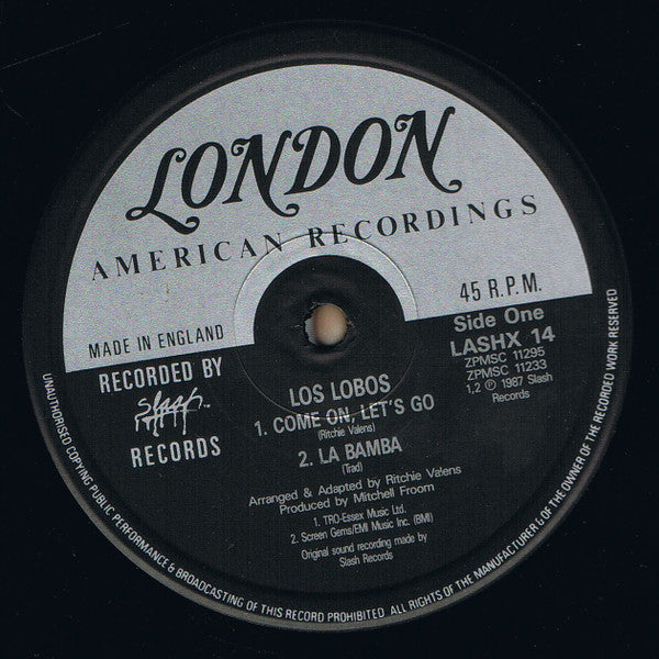 Los Lobos - Come On, Let's Go - Vinyl 12", 45 RPM, Single, UK 1987 (USED VG+)