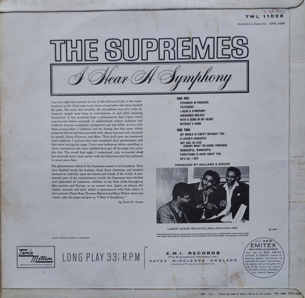The Supremes - I Hear A Symphony - Vinyl LP, Album, Mono, UK 1966 (USED VG)