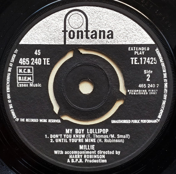 Millie – My Boy Lollipop - Vinyl 7", 45 RPM, EP, Different label lay-out, UK 1964 (USED VG+)