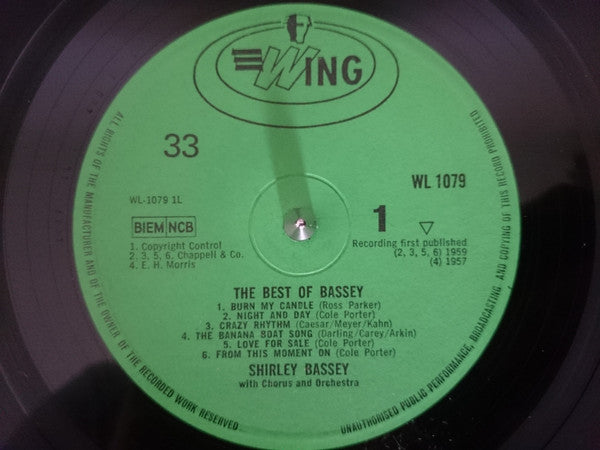 Shirley Bassey – The Best Of Bassey - Vinyl LP, Compilation, Reissue, Mono, UK 1966 (USED VG+)