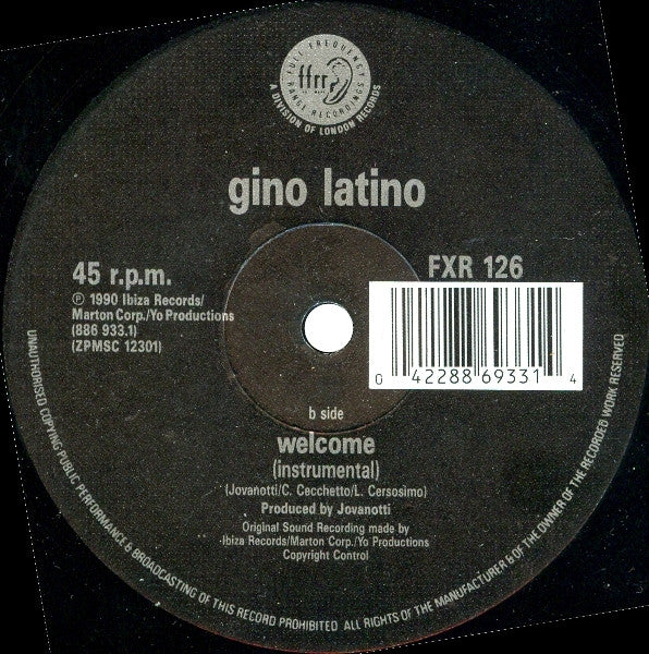 Gino Latino – Welcome (Land Of Oz Excursion Mix) - Vinyl 12", 45 RPM, UK 1990 (USED VG)