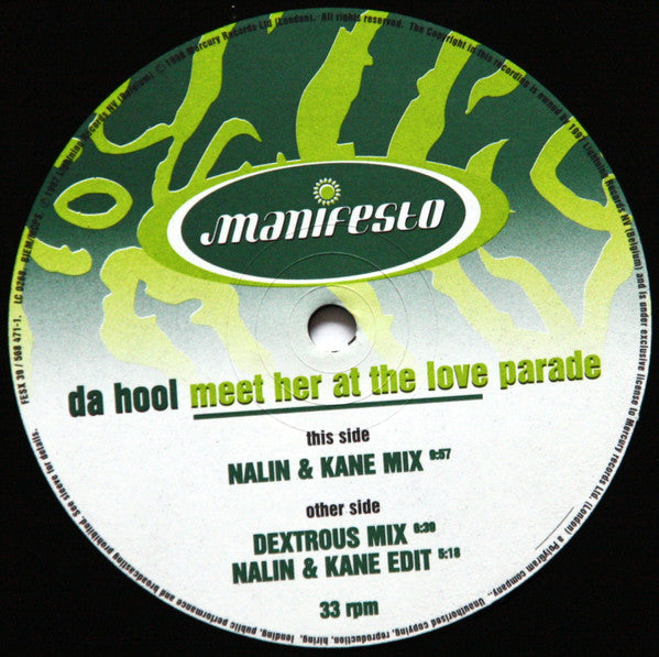 Da Hool – Meet Her At The Love Parade - Vinyl 12", 33 ⅓ RPM, Single, UK 1998 (USED VG)