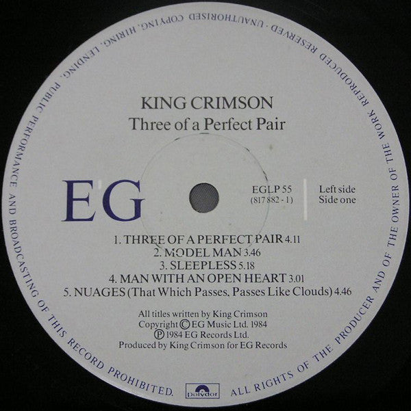 King Crimson - Three Of A Perfect Pair - Vinyl LP, Album, UK 1984 (USED VG+)