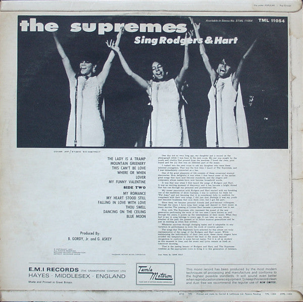 The Supremes - The Supremes Sing Rodgers & Hart - Vinyl LP, Album, Mono, UK 1967 (USED VG)