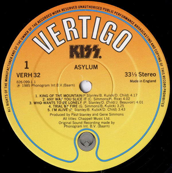 Kiss - Asylum - Vinyl LP, Album, UK 1985 (USED VG+)