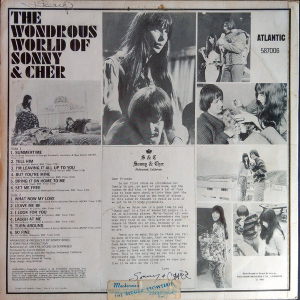 Sonny & Cher – The Wondrous World Of Sonny & Cher - Vinyl LP, Mono, UK 1966 (USED G+)