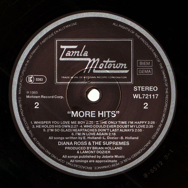 The Supremes – More Hits By The Supremes - Vinyl LP, Album, Reissue, Stereo, 1984 (USED NM)