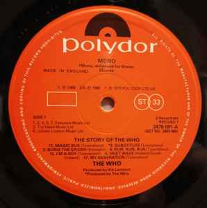 The Who – The Story Of The Who - 2 × Vinyl LP, Compilation, Stereo, Mono, UK 1976 (USED NM)