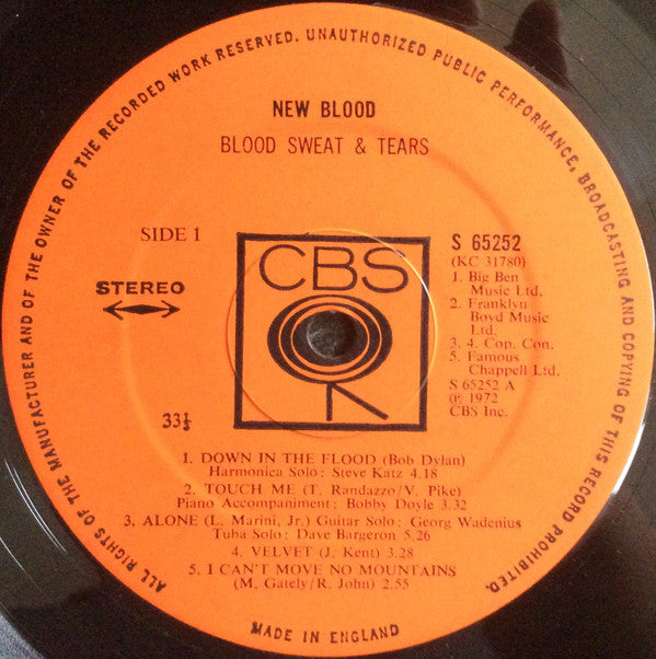 Blood, Sweat & Tears - New Blood - Vinyl LP, Album, UK 1972 (USED VG+)