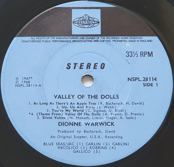 Dionne Warwick - Valley Of The Dolls - Vinyl LP, Album, Stereo, UK 1968 (USED VG+)