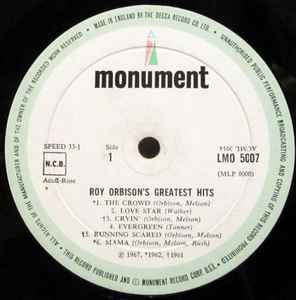 Roy Orbison – Roy Orbison's Greatest Hits - Vinyl LP, Compilation, Mono, UK 1967 (USED VG)