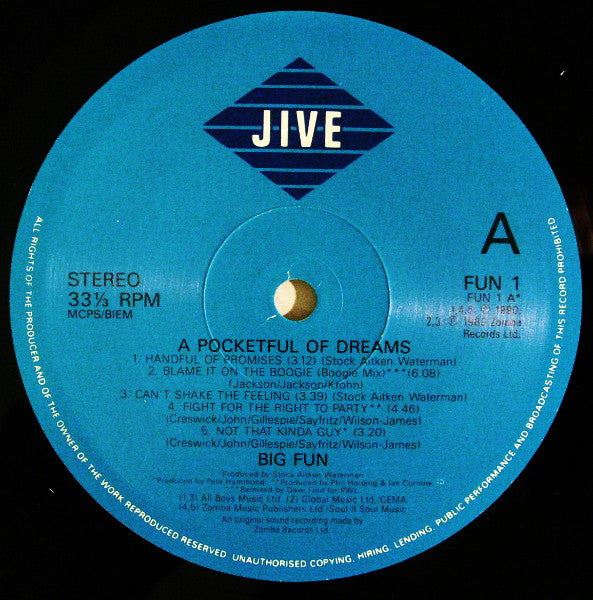 Big Fun - A Pocketful Of Dreams - Vinyl LP, Album, Poster, UK 1990 (USED VG+)