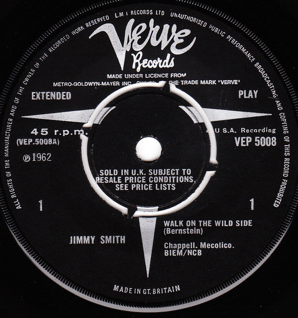 Jimmy Smith - Plays "Walk On The Wild Side" And "The Preacher" - Vinyl 7", EP, UK 1963 (USED VG+)