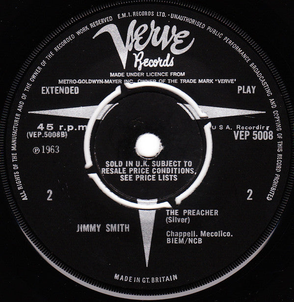 Jimmy Smith - Plays "Walk On The Wild Side" And "The Preacher" - Vinyl 7", EP, UK 1963 (USED VG+)