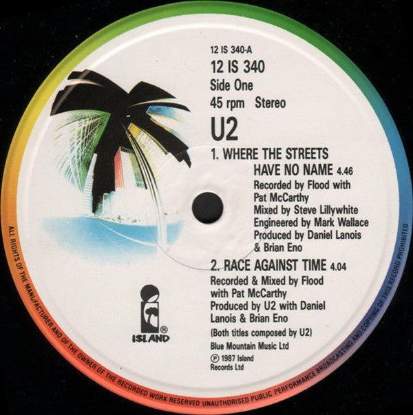 U2 - Where The Streets Have No Name - Vinyl 12", 45 RPM, Single, UK 1987 (USED VG+)