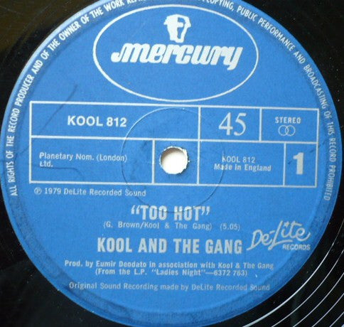 Kool And The Gang - Too Hot b/w Tonight's The Night - Vinyl 12", 45 RPM, Stereo, UK 1979 (USED VG+)