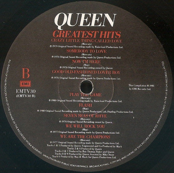 Queen – Greatest Hits - Vinyl LP, Compilation, Stereo, UK 1981 (USED VG+)