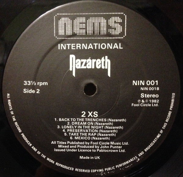 Nazareth - 2XS - Vinyl LP, Album, UK 1982 (USED VG+)