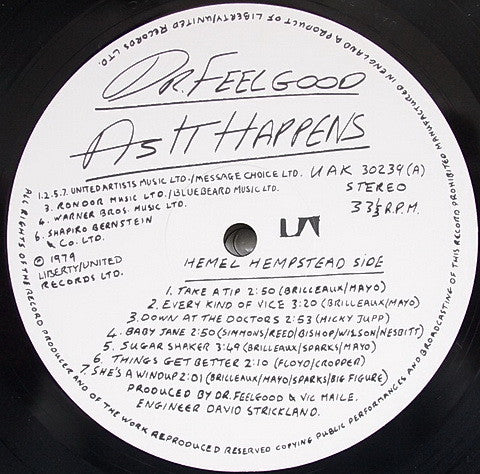 Dr. Feelgood - As It Happens - Vinyl LP, Album, UK 1979 (USED NM)