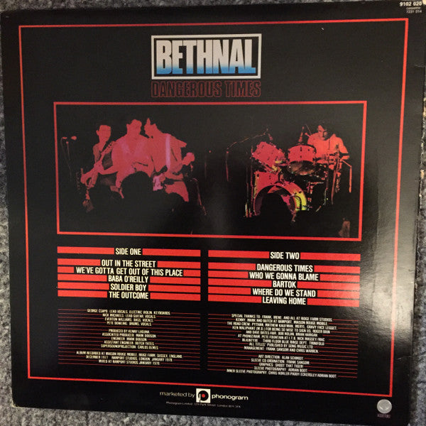 Bethnal - Dangerous Times - Vinyl LP, Album, UK 1978 (USED VG+)