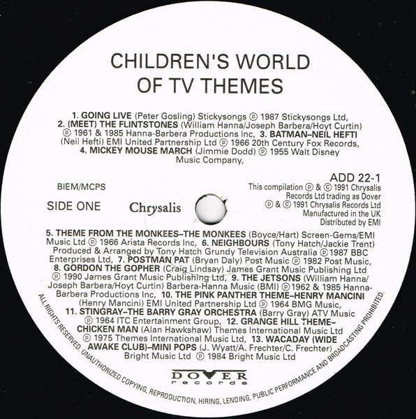 Various - The Childrens World Of T.V. Themes - Vinyl LP, Compilation, UK 1991 (USED VG+)