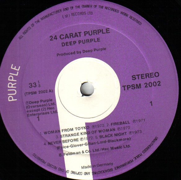 Deep Purple – 24 Carat Purple - Vinyl LP, Compilation, UK 1975 (USED VG+)