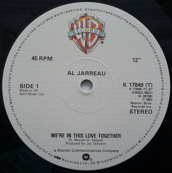 Al Jarreau – We're In This Love Together - Vinyl 12", 45 RPM, UK 1981 (USED VG+)