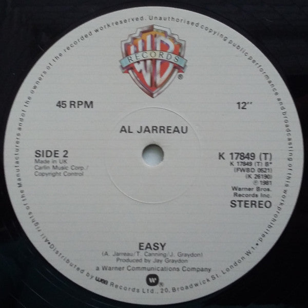 Al Jarreau – We're In This Love Together - Vinyl 12", 45 RPM, UK 1981 (USED VG+)
