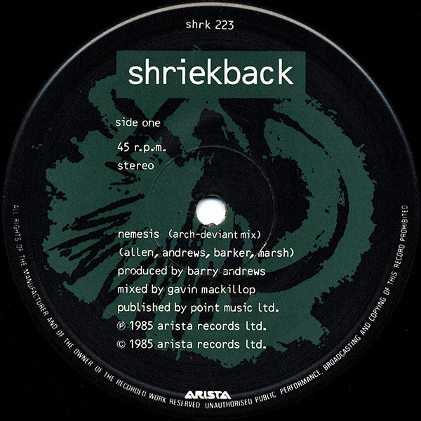 Shriekback – Nemesis (Arch-Deviant Mix) - Vinyl 12", Single, 45 RPM, UK 1985 (USED VG+)