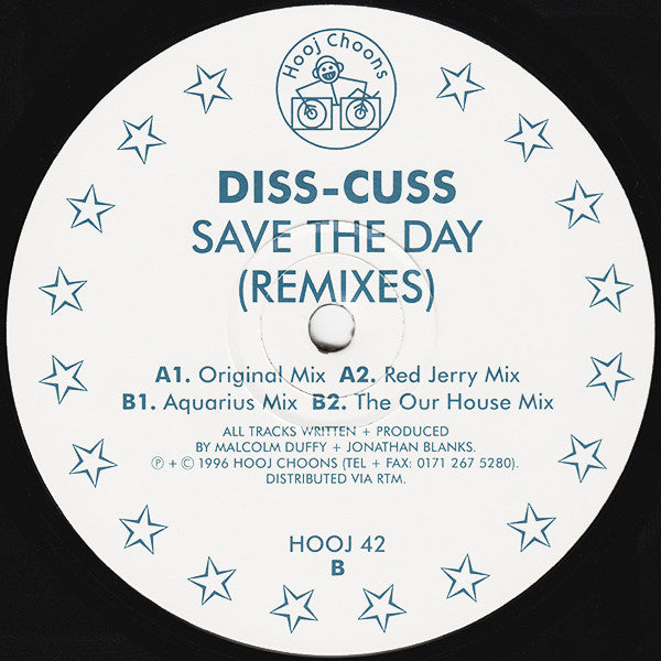 Diss-Cuss – Save The Day (Remixes) - Vinyl 12", 33 ⅓ RPM, UK 1996 (USED NM)
