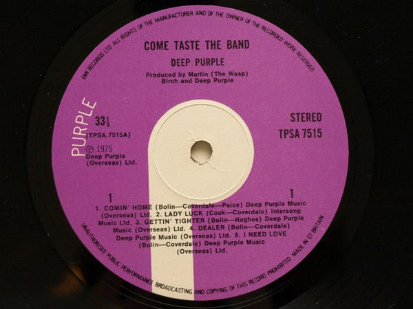 Deep Purple - Come Taste The Band - Vinyl LP, Album, Stereo, UK 1975 (USED VG)