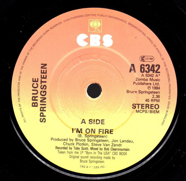 Bruce Springsteen – Born In The USA / I'm On Fire - Vinyl 7", 45 RPM, Single, UK 1985 (USED VG+)