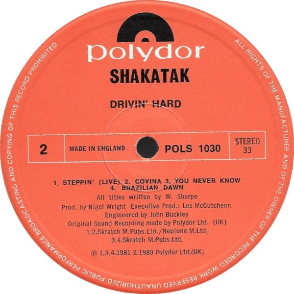 Shakatak - Drivin' Hard - Vinyl LP, Album, Stereo, UK 1981 (USED VG)