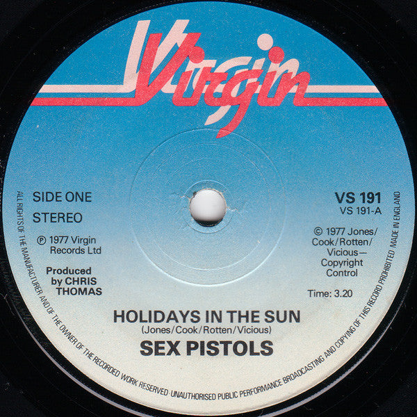 Sex Pistols – Holidays In The Sun - Vinyl 7", 45 RPM, Single, Stereo, UK 1977 (USED VG+)