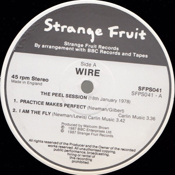 Wire - The Peel Sessions - Vinyl 12", 45 RPM, Limited Edition, Stereo, UK 1987 (USED NM)