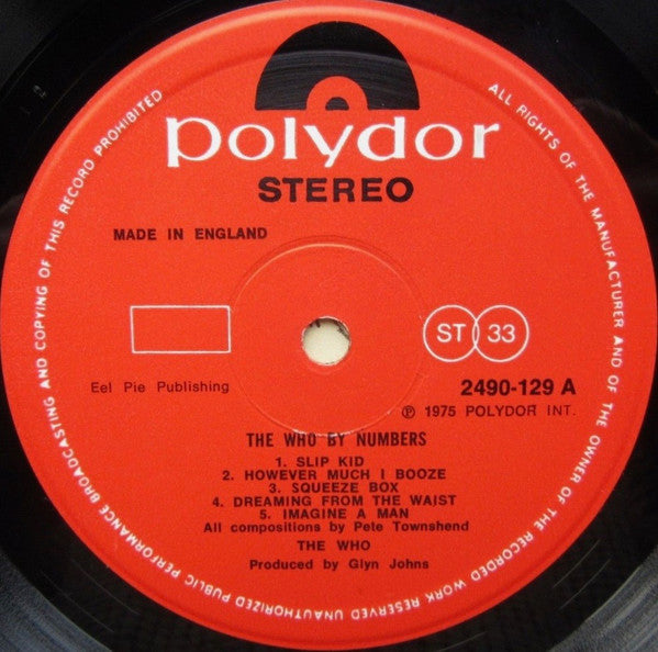 The Who - By Numbers - Vinyl LP, Album, Numbered, Stereo, UK 1975 (USED VG+)