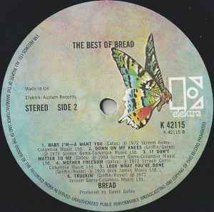 Bread – The Best Of Bread - Vinyl LP, Compilation, Reissue, Stereo, Matt Sleeve, UK (USED VG+)
