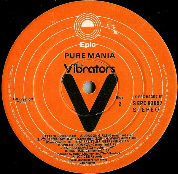 The Vibrators - Pure Mania - Vinyl LP, Album, Stereo, UK 1977 (USED VG+)