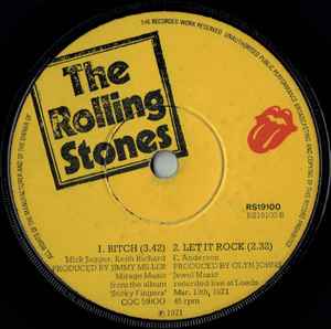 The Rolling Stones – Brown Sugar / Bitch / Let It Rock - Vinyl 7", 45 RPM, Single, UK 1971 (USED VG)