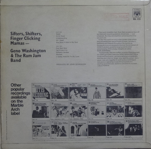 Geno Washington And The Ram Jam Band - Sifters, Shifters, Finger Clicking Mamas - Vinyl LP, Compilation, Stereo, UK 1968 (USED VG+)