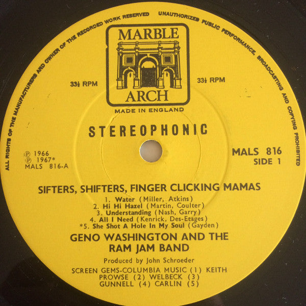 Geno Washington And The Ram Jam Band - Sifters, Shifters, Finger Clicking Mamas - Vinyl LP, Compilation, Stereo, UK 1968 (USED VG+)