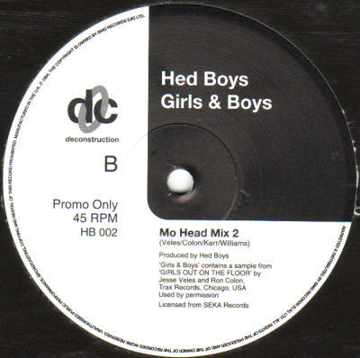 Hed Boys – Girls & Boys - Vinyl 12", 45 RPM, Promo, UK 1994 (USED VG+)