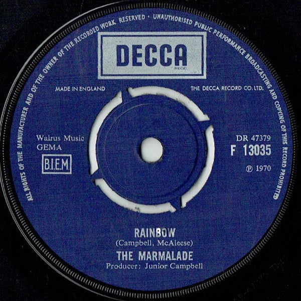 The Marmalade - Rainbow - Vinyl 7", 45 RPM, Single, UK 1970 (USED VG)