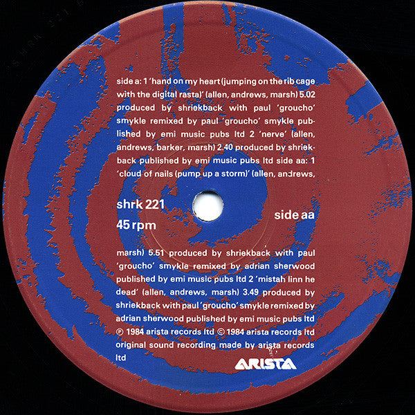 Shriekback – Hand On My Heart (Remixes) - Vinyl 12", 45 RPM, UK 1984 (USED VG+)