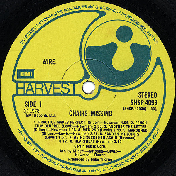 Wire - Chairs Missing - Vinyl LP, Album, Stereo, UK 1978 (USED VG+)