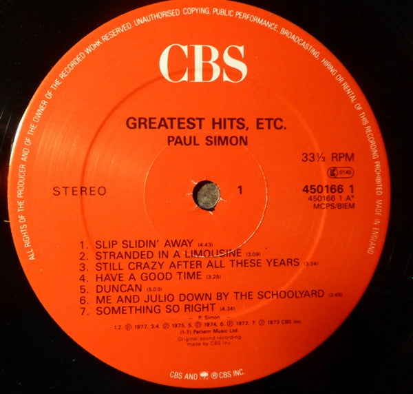 Paul Simon – Greatest Hits, Etc. - Vinyl LP, Compilation, Reissue (USED VG+)