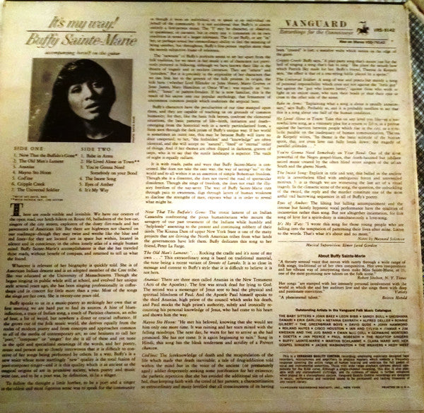 Buffy Sainte-Marie - It's My Way! - Vinyl LP, Album, Mono (USED VG+)